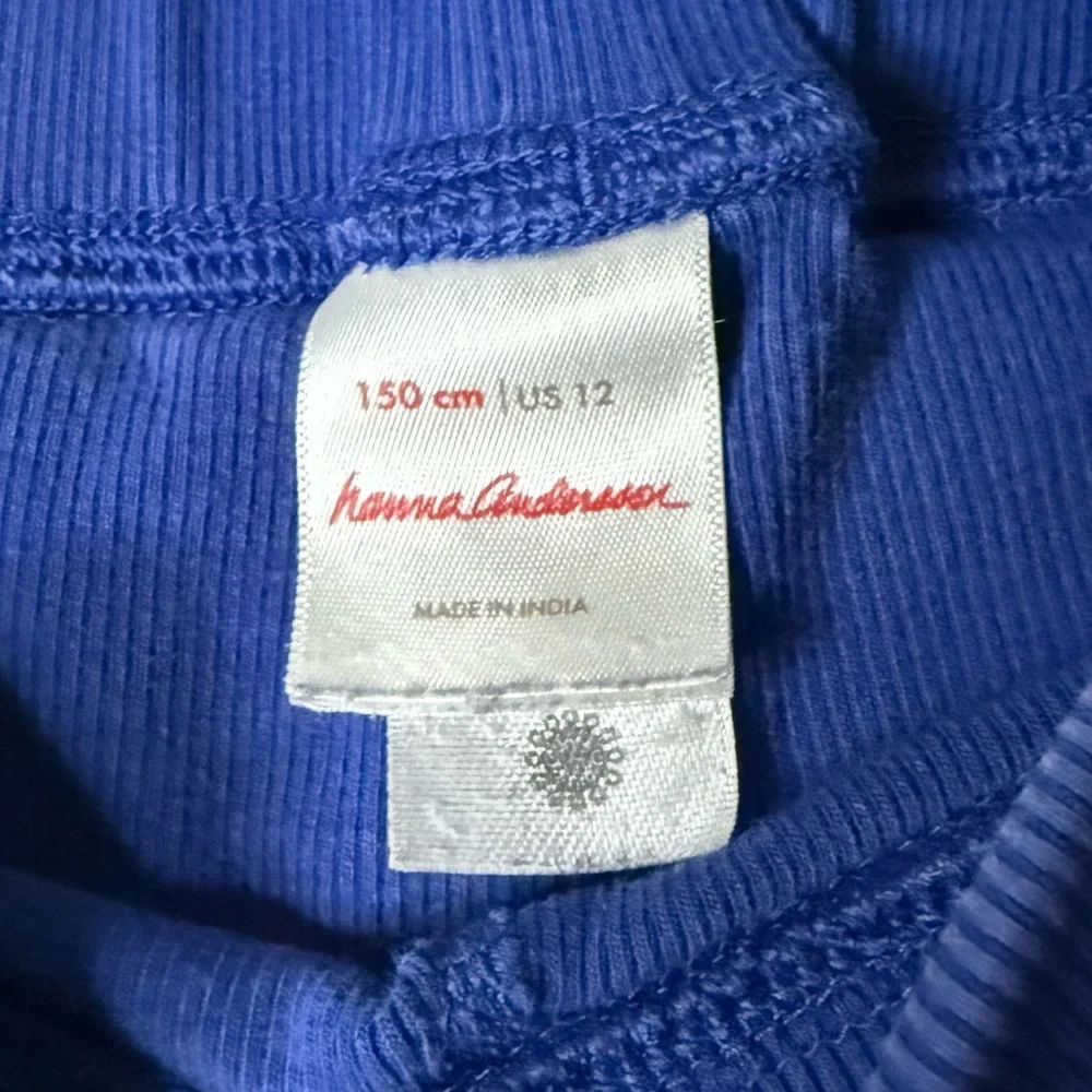 HANNA ANDERSSON Ribbed Elastic Waist Girls Comfy Blue Basic Cozy Leggings